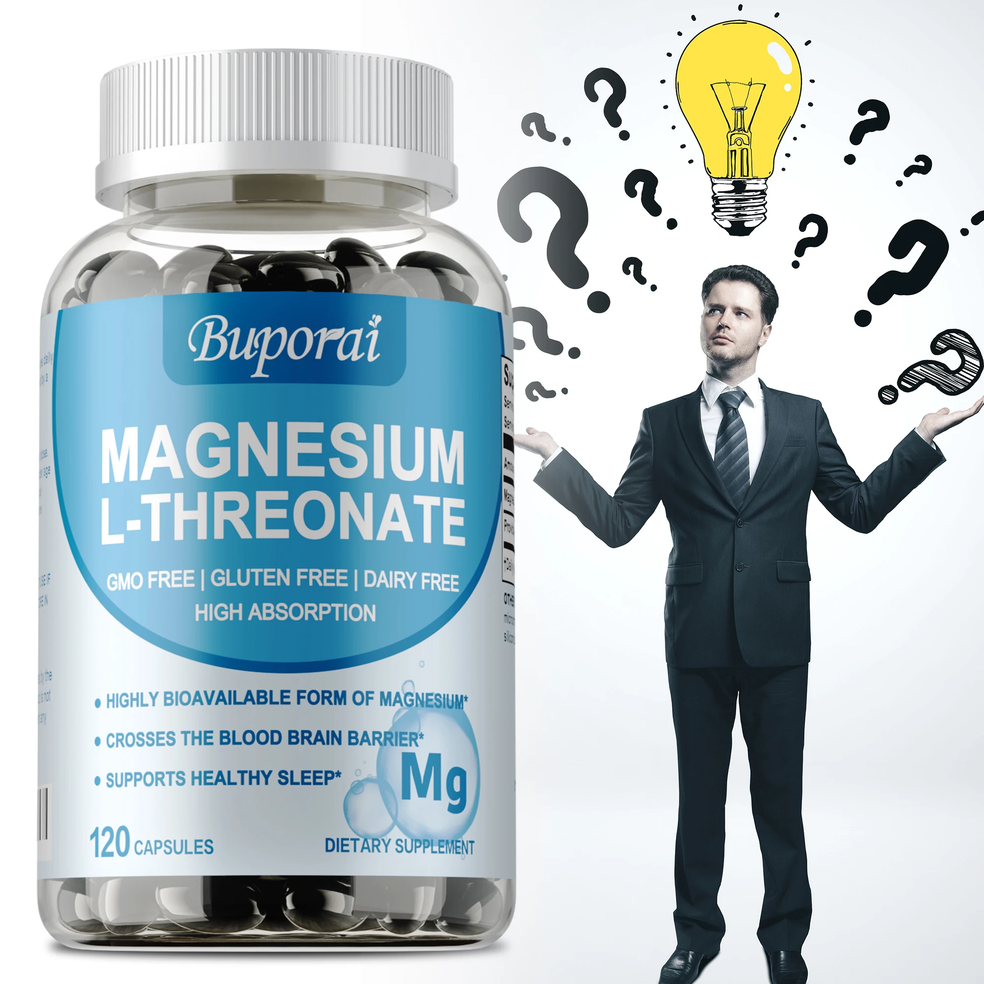 

Magnesium L Threonate - with Magnesium, For Deep Sleep, Promotes Bone & Joint Health, Improves Focus and Memory, Improve Mood