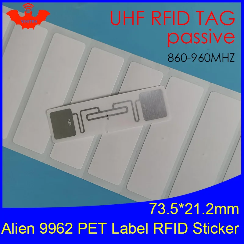 

UHF RFID tag Alien 9962 printable PET label 915mhz 900mhz 868mhz 860-960MHZ Higgs9 EPCC1G2 6C smart card passive RFID tags label