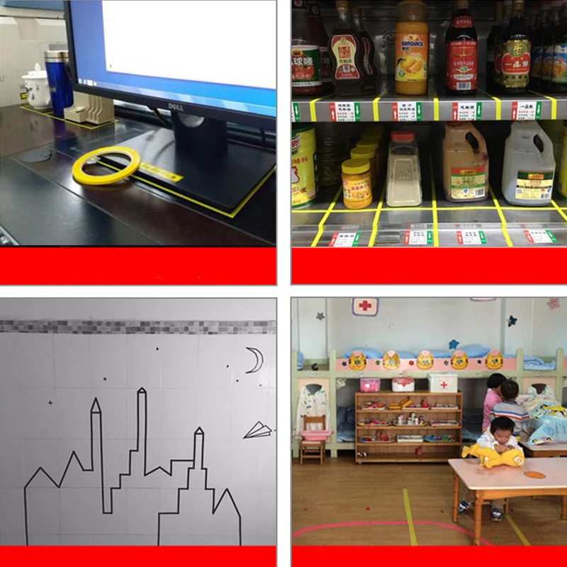 Cinta de Marcado de posicionamiento de escritorio para pizarra blanca, línea de cuadrícula de dibujo de advertencia de diferencia de color, 2mm-25mm