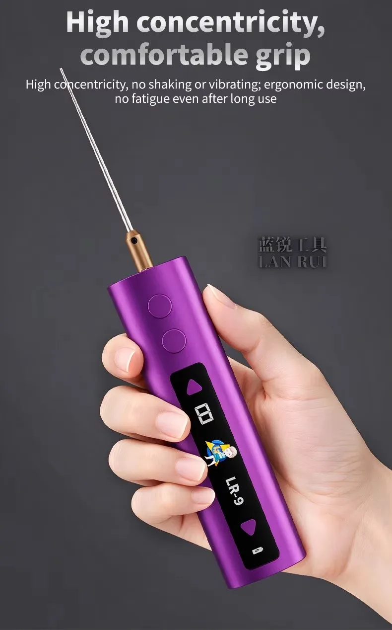 Lanrui LR-9 Electric Glue Remover 5000RPM 6 Speed Forward Reverse with Green LED Light for Phone Screen OCA Hard Glue Removal