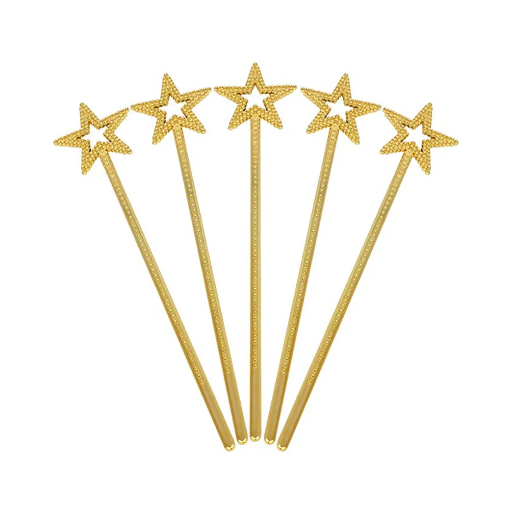 

6 шт., пентаграмма в форме звезды, волшебные палочки, пластиковые золотые палочки для дня рождения, косплей, реквизит для палочек, пластиковая палочка