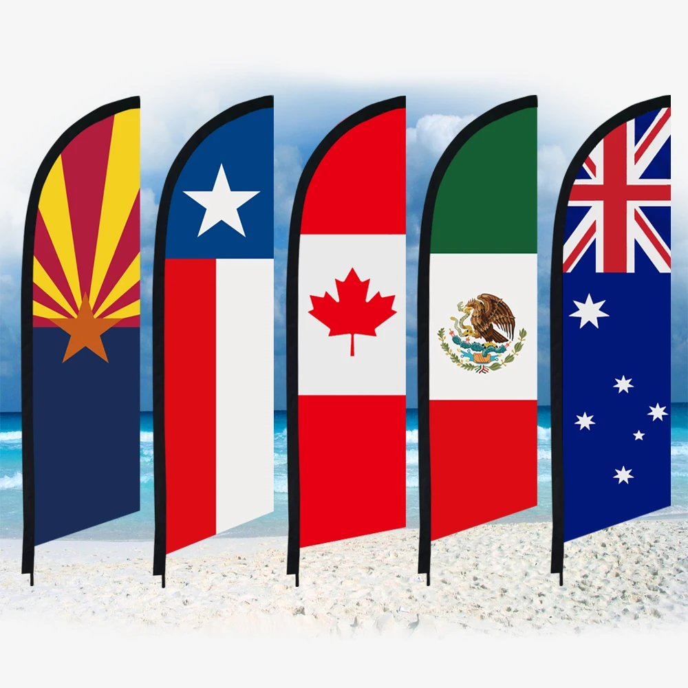 National State Feather Flag Only Swooper Without Pole Beach Flag Custom Banner Arizona Texas Canada Mexico California Australia