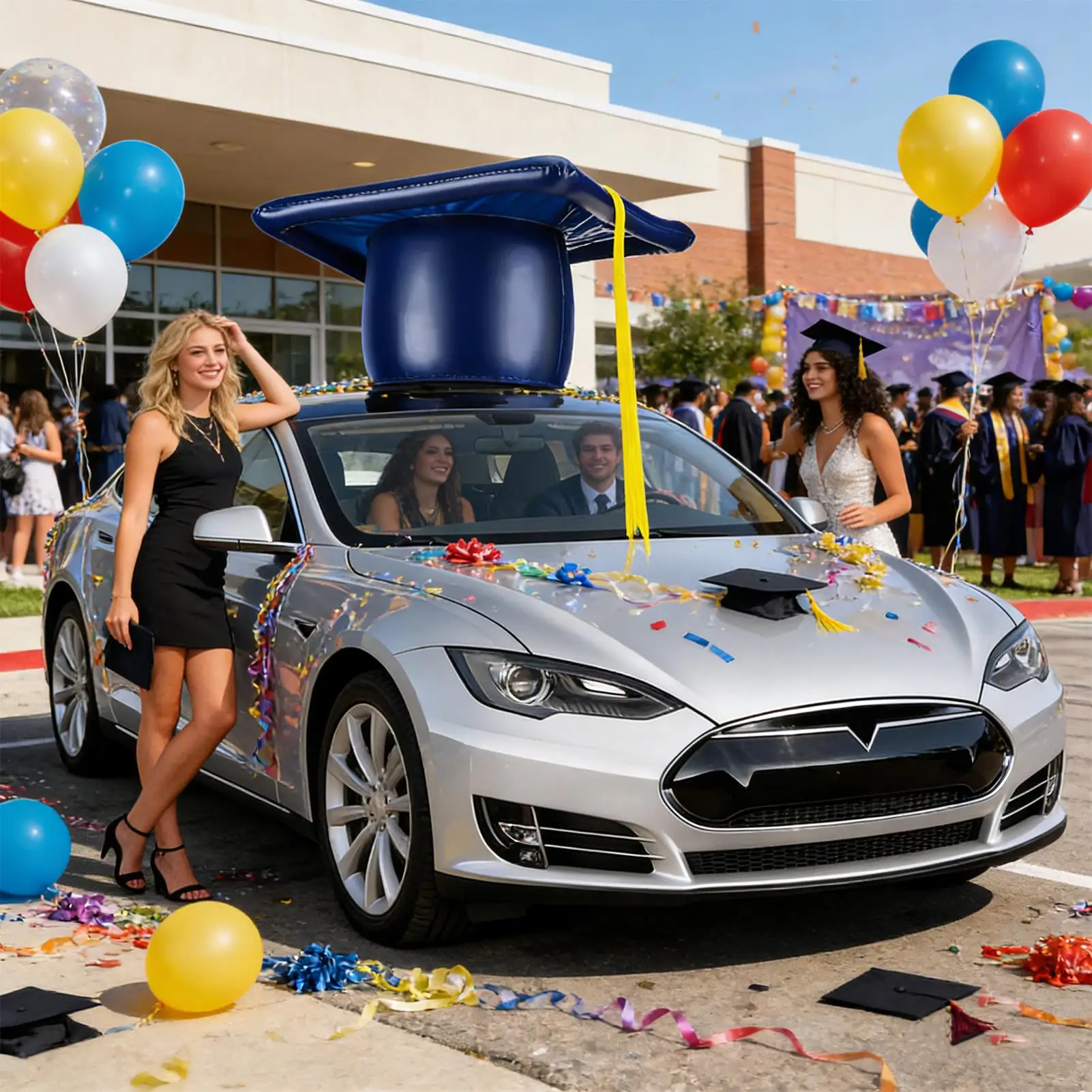 

Car Exterior Decoration Vehicle Exterior Decor PVC Inflatable Graduation Hat Inflatable Graduation Hat For Car Roof For Vehicles
