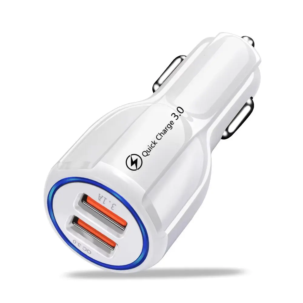 SEAMETAL Car Charger Double USB Charge Port Fast Charging Quick Charge 3.0 Cigarette Lighter Adapter For Xiaomi Huawei Iphone