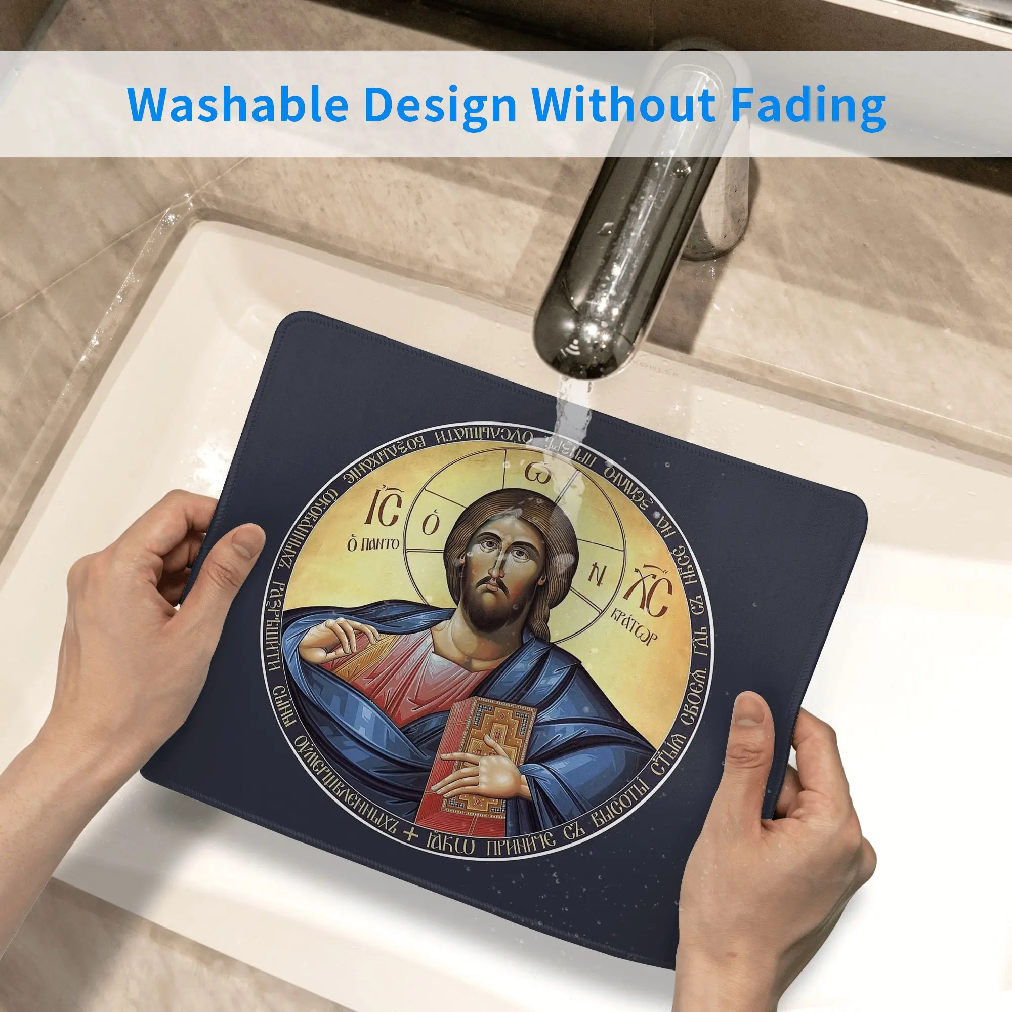 Christ Pantocrator 정통 아이콘 마우스 패드 컴퓨터 키보드 마우스 매트 게임 PC 노트북 책상 매트 사무용품 테이블 매트