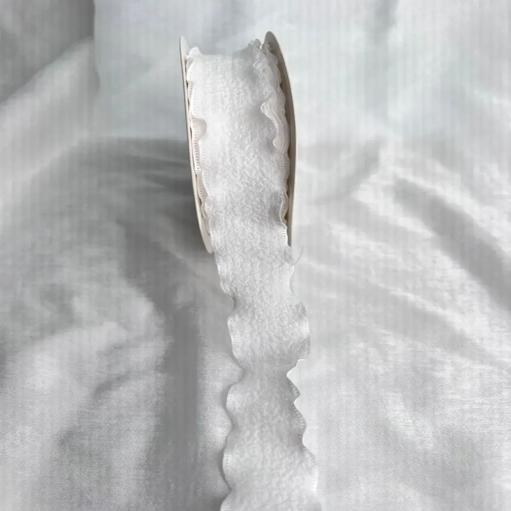 New 10 Yards Fishtail Yarn Ribbons 2.5cm Gift Wrapping Bouquets Gifts Packaging Material Wave Edge Pleated DIY Decor