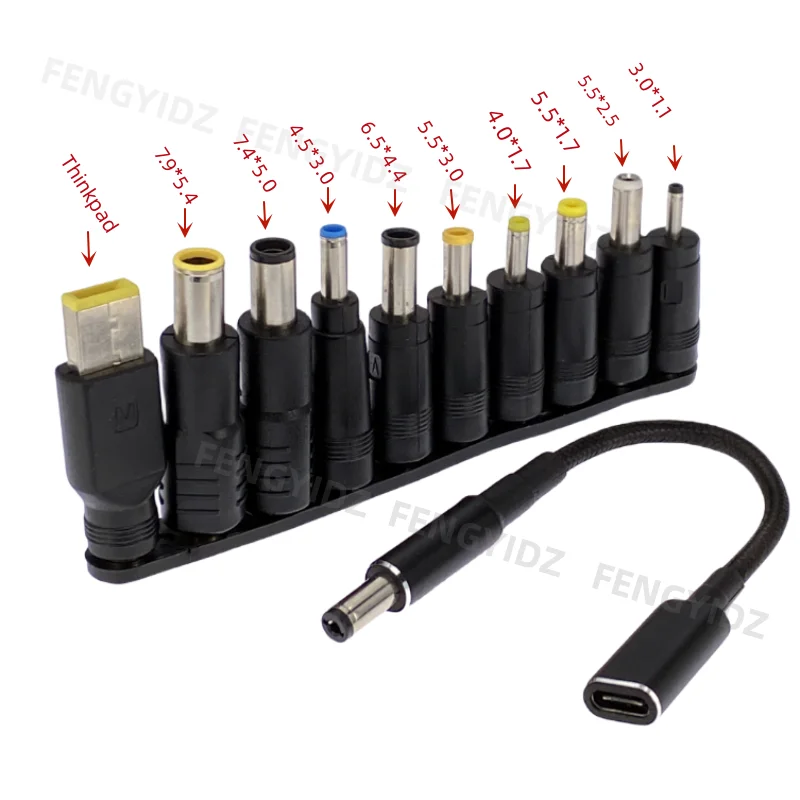 מתאם חשמל למחשב נייד מסוג C בהספק 65W עם חיבור USB מסוג C לכבל טעינה אוניברסלי למחשבים ניידים