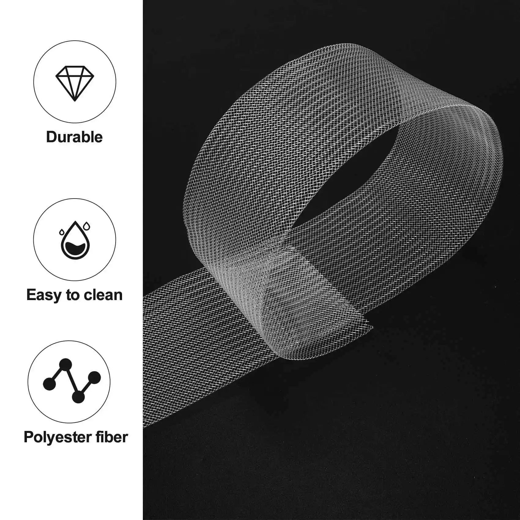 

NEW 50mm 50Yards Flat Stiff Plain Hard Crinoline Horsehair Mesh Braid For Wedding Dress/Hat Sewing Accessories-White