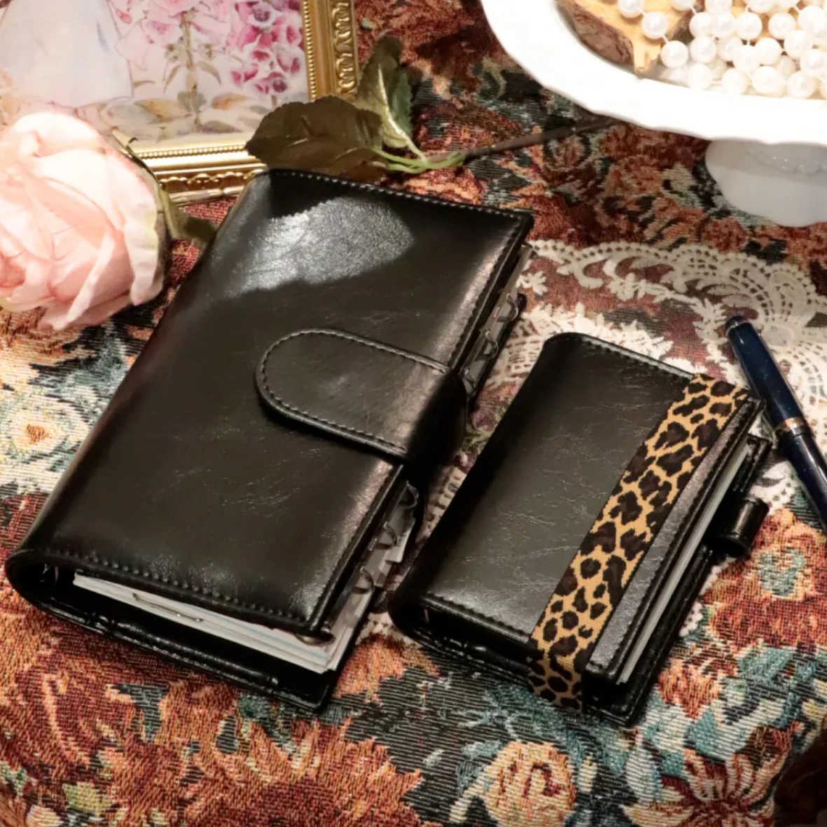 

Soft Black PU Leather Loose Leaf Notebook Three Folder Cover Planner Agenda Organizer Diary Portable Rings Binder 2026New