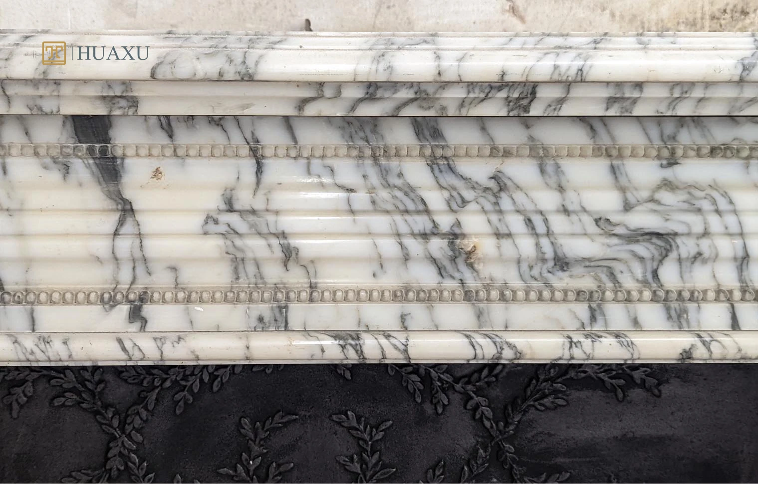 Huaxu Natural Stone Hand Carved Classic Carrara Grey White Marble Fireplace Mental Surround Modern