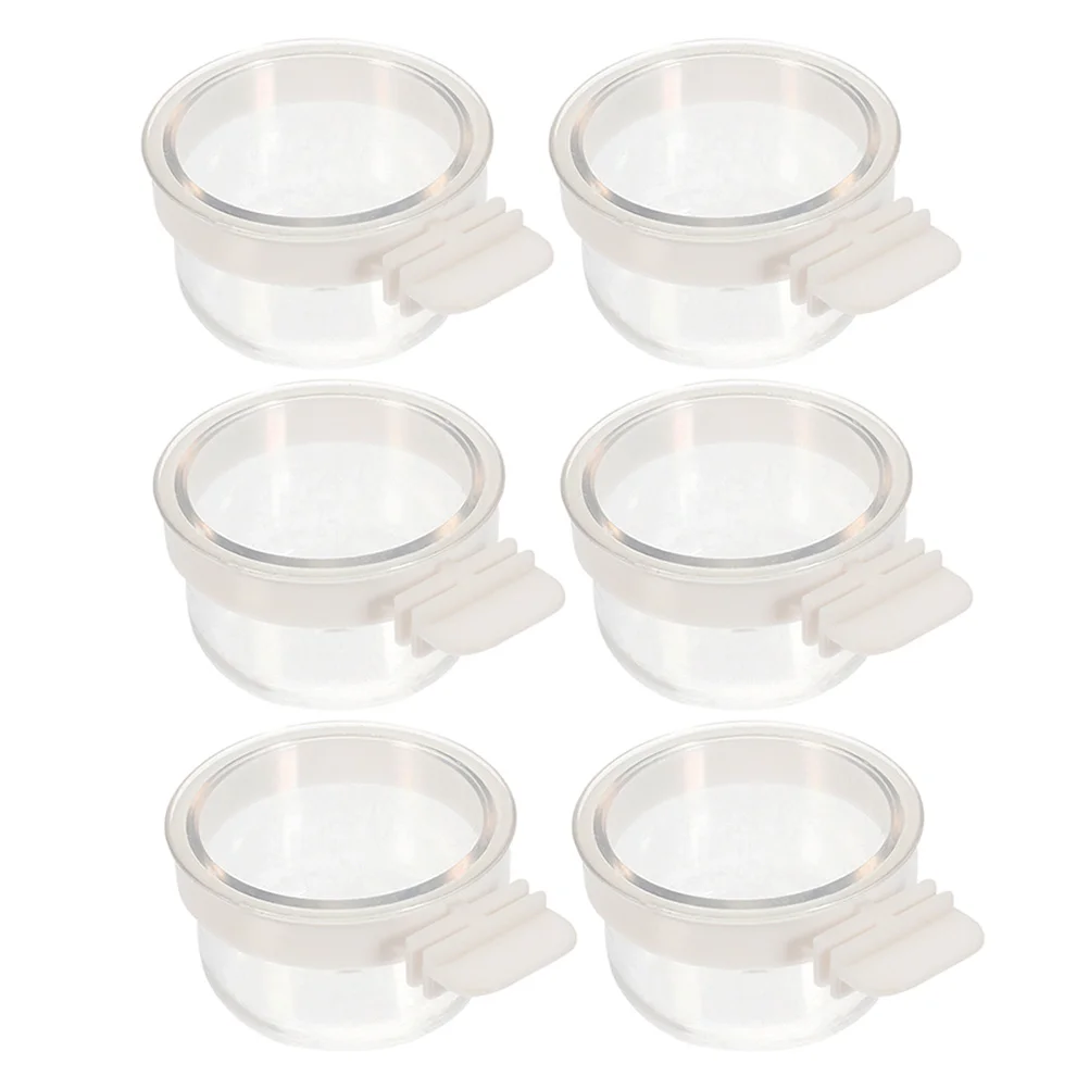 

7 Pcs Bird Feeding Cups Bowl Detachable Transparent Cage Food Bowls Feeder for Parrot Accessories Clear Dish