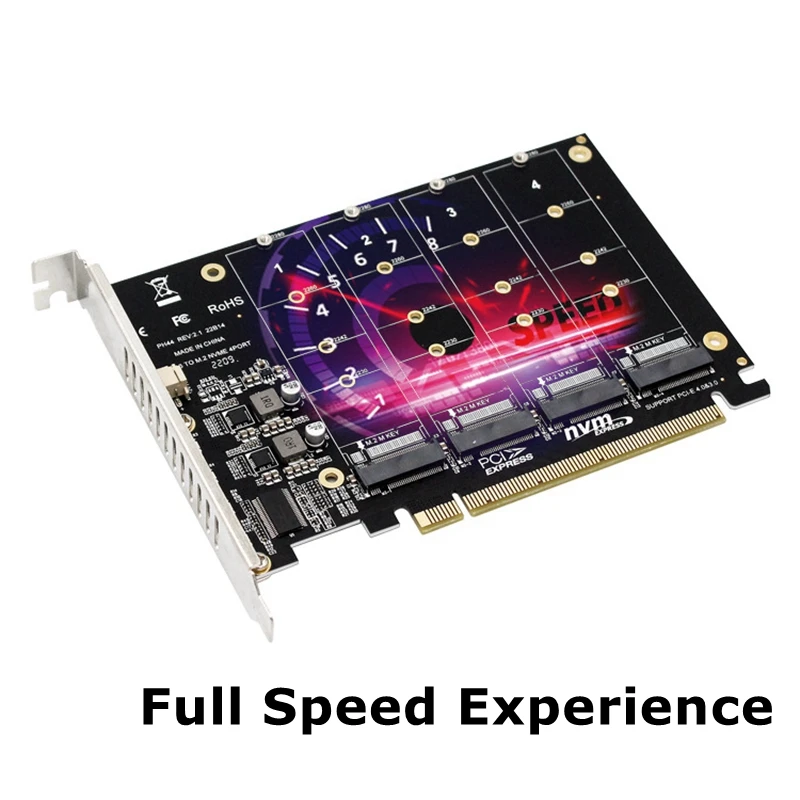 

PH44 NVMe 4-Disk Array Card PCI-E Raid Card Signal Splitting Expansion NVMe Raid PCIe 4.0 3.0 X16 Split Cards Support M.2 SSD