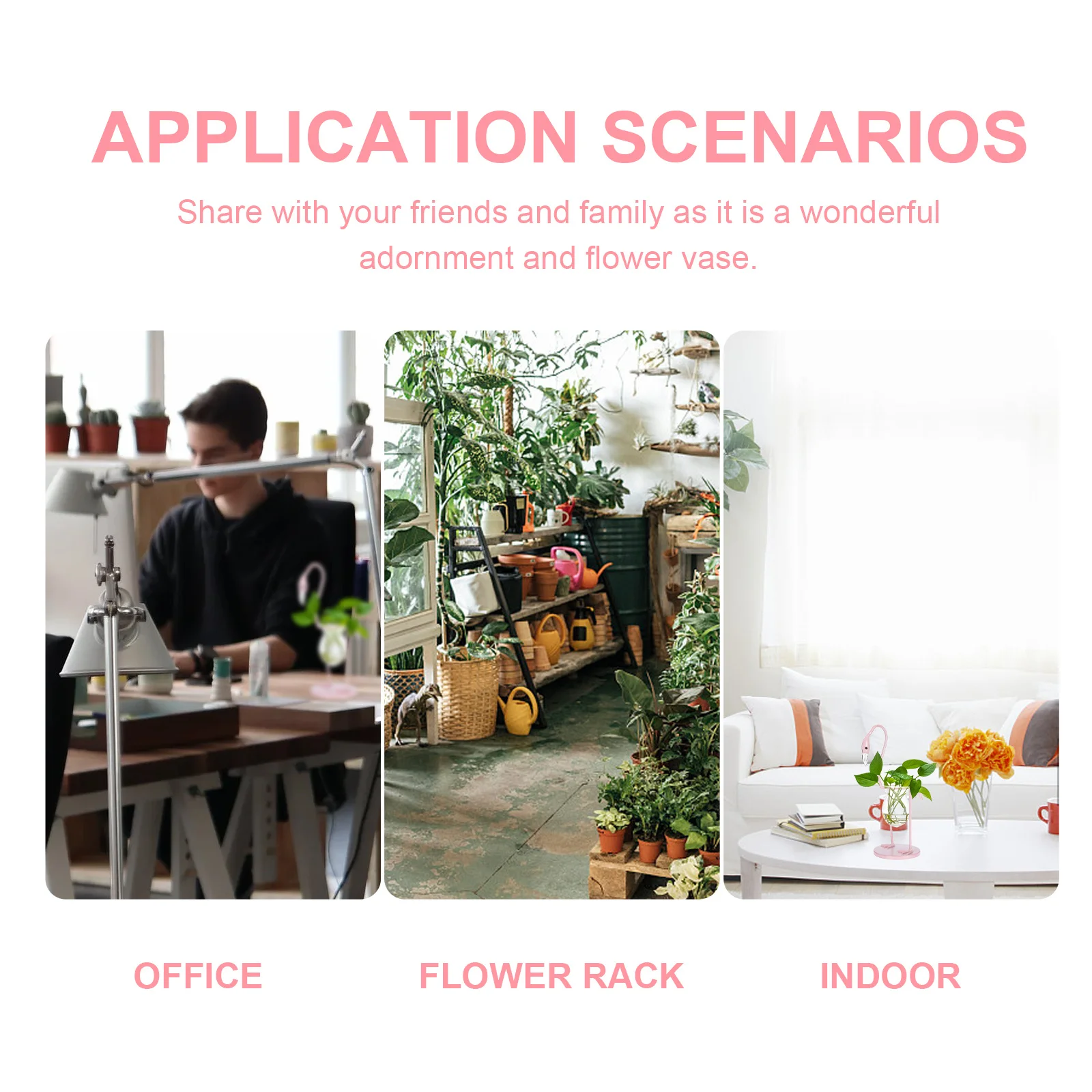 

1Pcs Creative Flamingos Shaped Glass Vase Sturdy Iron Stand for Hydroponic Plants Compact Desk Decor Room Freshener Unique Gift