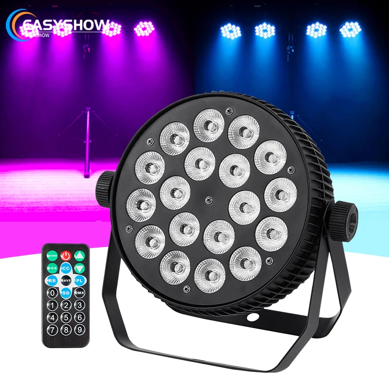 

18 шт. светодиодный светильник Par 18x10 Вт DMX512 управления RGBWA УФ светодиодный плоский тонкий светильник Par для дискотек, сценической вечеринки