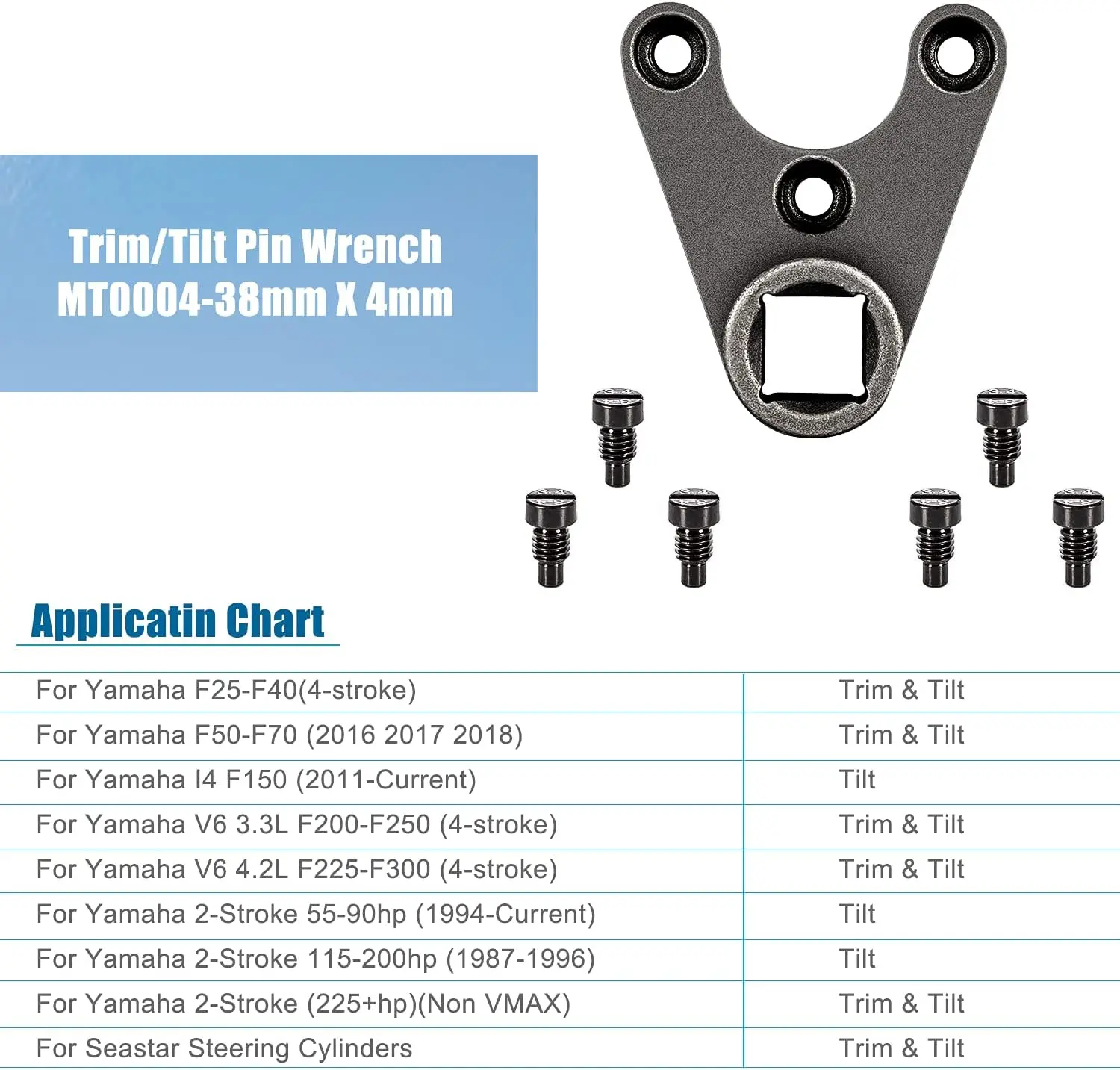 TM Outboard Trim/Tilt Pin Wrench Tools Set (MT0004 & MT0006 & MT0009) Fit for Yamaha Suzuki Johnson Evinrude