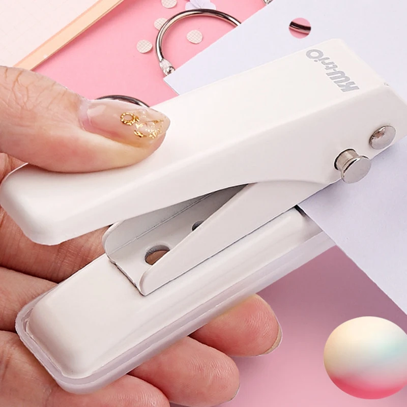 KW-TRIO Single Hole Punching Machine Mini Manual Loose-Leaf Puncher Scrapbook Puncher DIY Binding Tool Office Binding Stationery
