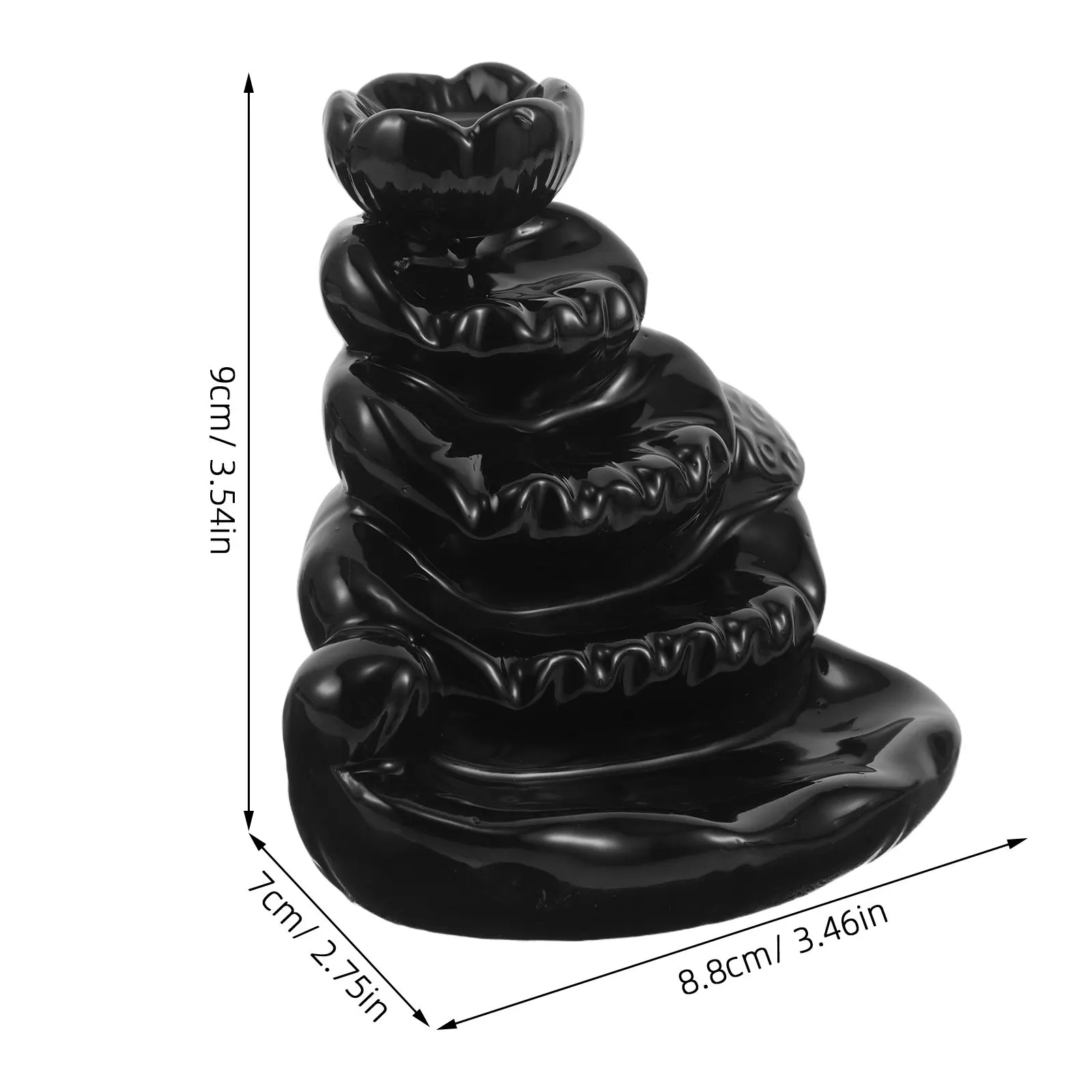 Glazed Ceramic Mountain Waterfall Incense Burner Backflow Fountain for Study Room Living Space Calming Aromatherapy Decor