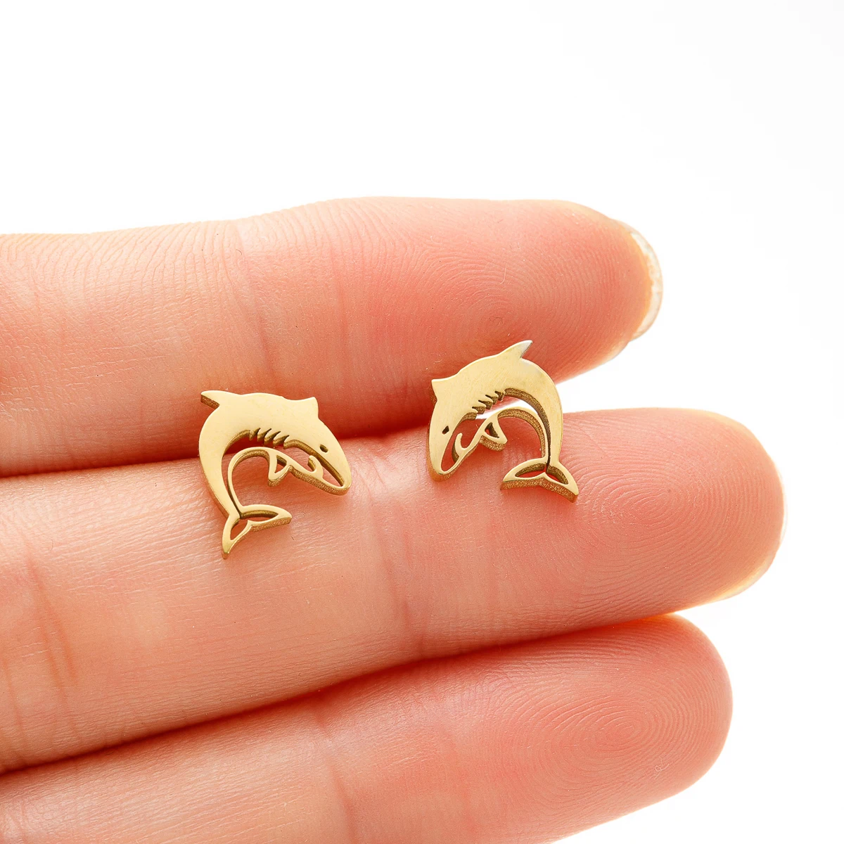 1 Pair Mini Cute Dolphin Studs Small Animal Earrings for Women Fashion Shark Ocean Animal Jewelry Gift