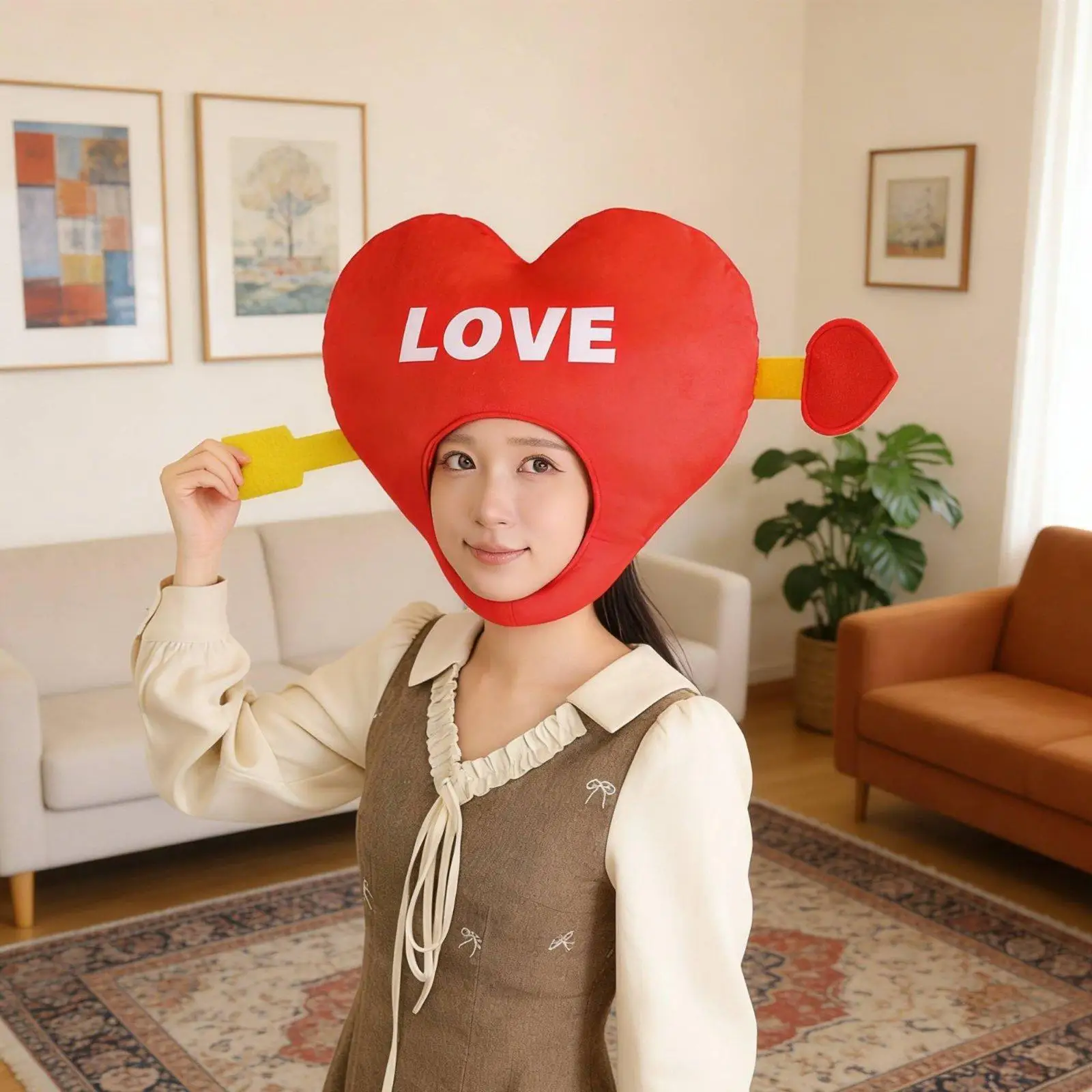 Heart Cartoon Headgear Velvet Party Hat Plush Costume Accessory for  Valentine's Day Photo Shoot Romantic Archer Shaft Headpiece