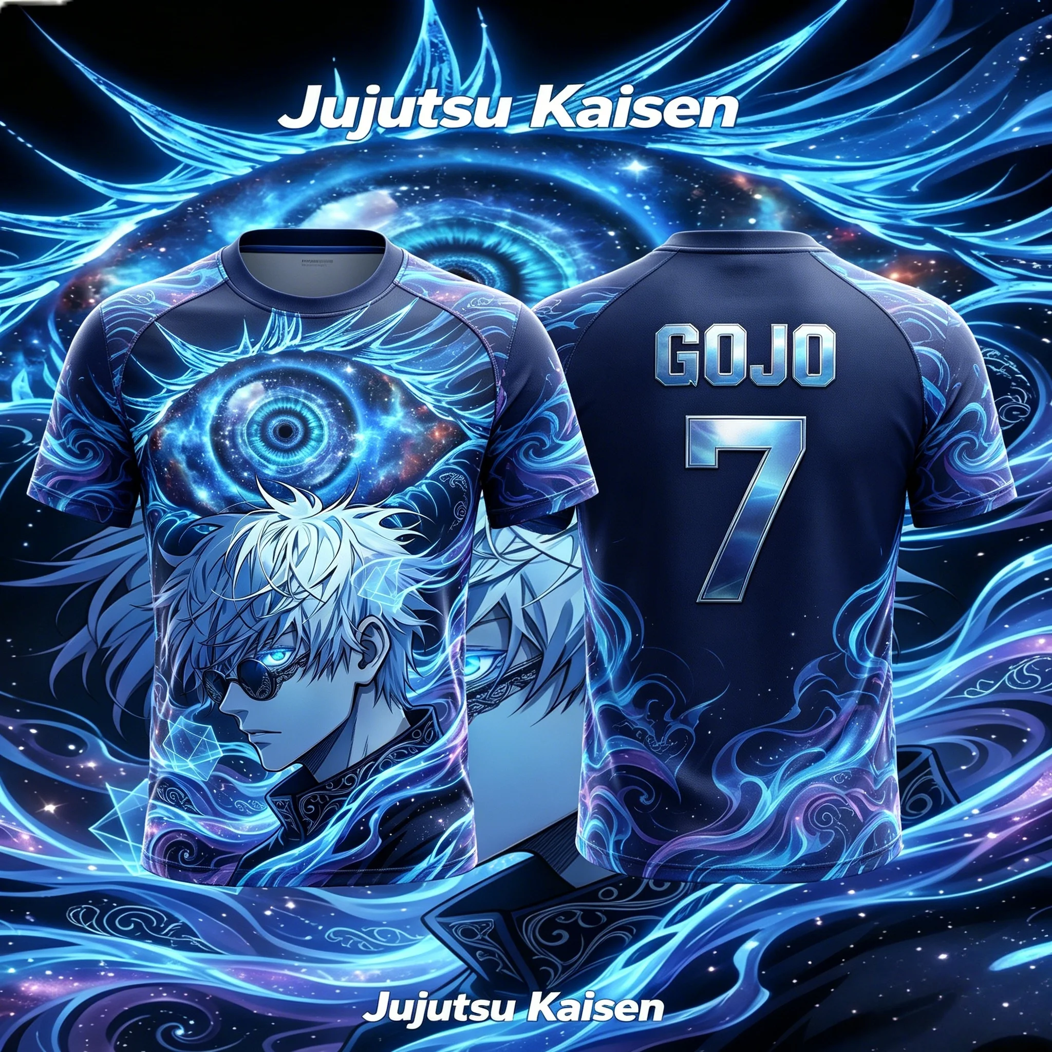 2026 Summer Spell Battle: Wu Tiao Wu Liu Yan Galaxy Special Effects 3D Printed Football Shirt T-shirt Sports Casual Short Sleeve