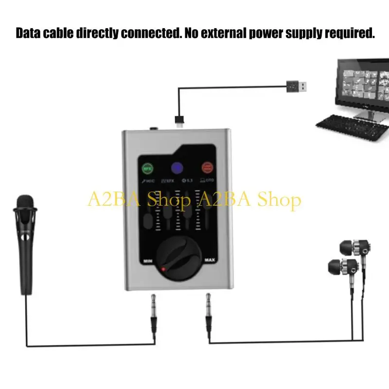 

A2BA Durability OTG Mini Sound Card For Clear Voice And Music Performances Recording