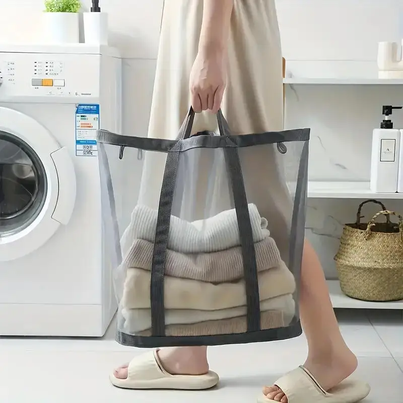 Foldable Dirty Laundry Basket Mesh Breathable Laundry Basket Clothes Toy Storage Baskets Large Capacity Home Storage Supplies view 5
