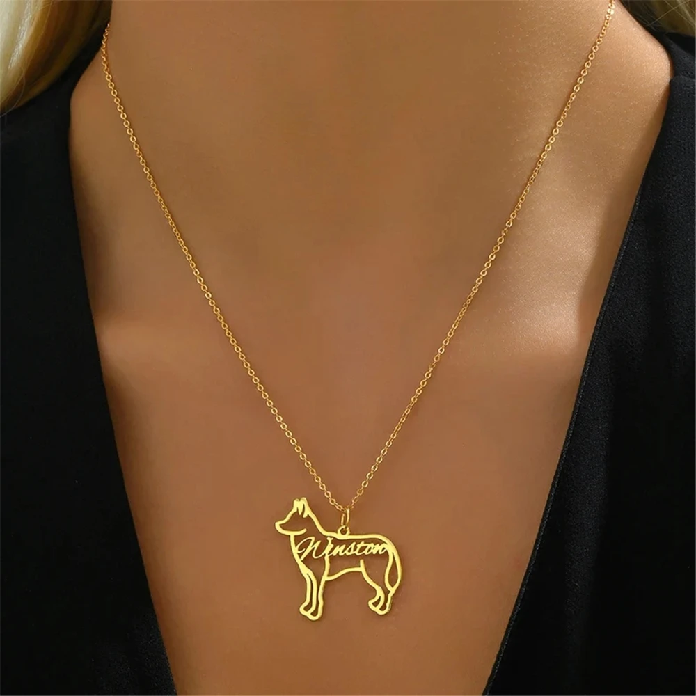 Personalized Pet Dog Name Necklace Women Kids Jewelry Stainpless Steel Custom Nameplate Family Guardian Dog Labrador Necklace