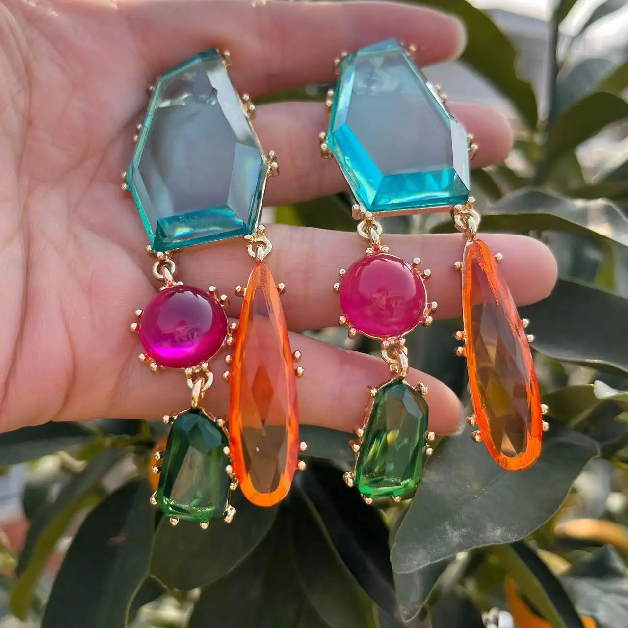 2024 New Colorful Resin Dangle Long Tassel Earrings Jewelry