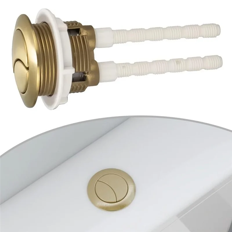 A76X-Dual Flush Button Brushed Brass Universal Toilet 38Mm Cistern Hole Fit, Powerful And Hygienic Flush System