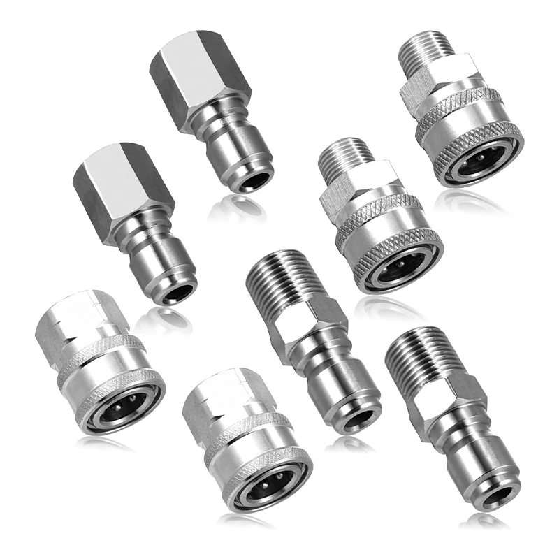 3/8 Inch Pressure Washer Coupler Quick Connect Plug Stainless Steel Male and Female Quick Connect Fittings Washer Accessories