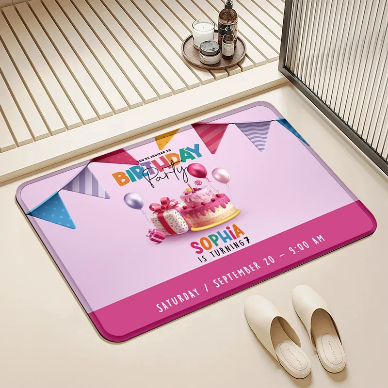 

Sophia 7th Birthday Party Doormat Invitation Cake Gift Non-Slip Floor Mat Home Entrance Door Rug Party Decor Supplies