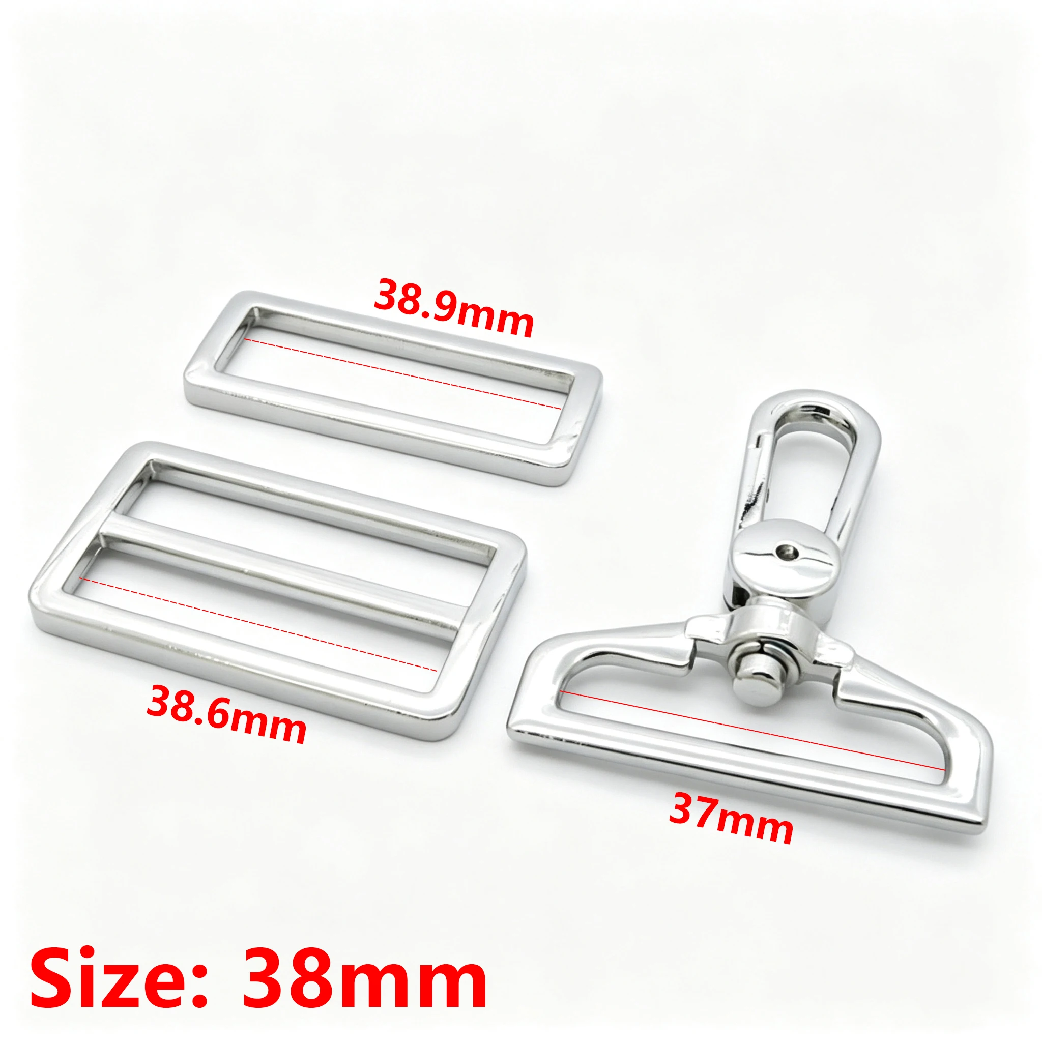 Cloxy 1 Set 25-38mm Metall-Gürtelschnallen-Set D-Ring Rechteckige Schiebeschnalle Drehbarer Hakenverschluss Taschenriemen-Zubehör – Detail 14