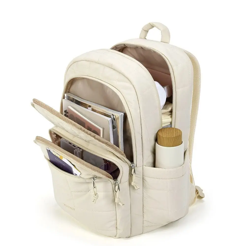 Creative Travel Backpack Quilted Plaid Waterproof College Student Backpack Fashionable Solid Color Students School Bags