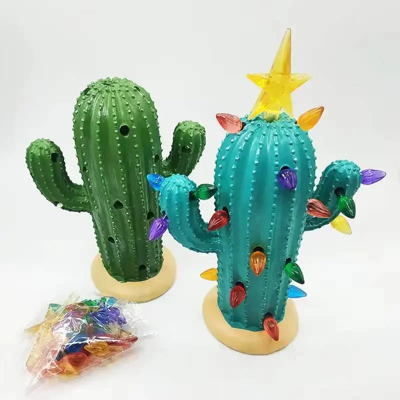 Nice เรซิ่นกระบองเพชร Night Light โคมไฟคริสต์มาสตกแต่งไฟ Led บรรยากาศเครื่องประดับ