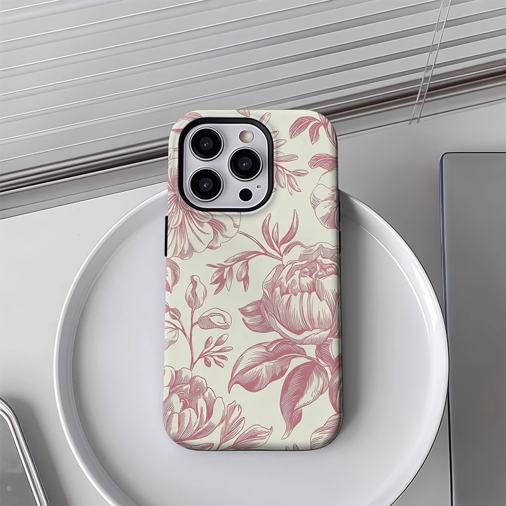 Vintage Floral Phone Case for Samsung Galaxy S20 S23 S24 S25 S26 FE Plus Ultra Edge 4G 5G Luxury Double-layer Back Cover