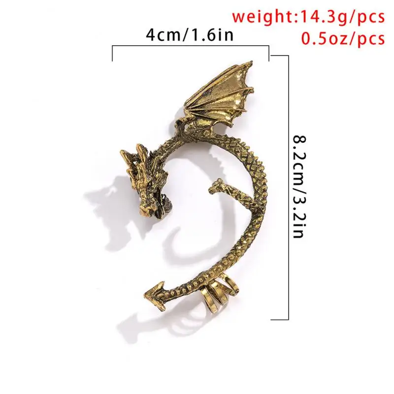 Punk Dragon Ear Clip Women\'s Retro Earrings No Piercing Ear Cuff Goth Halloween Earcuff Vintage Dragon Shape Earings Jewelry