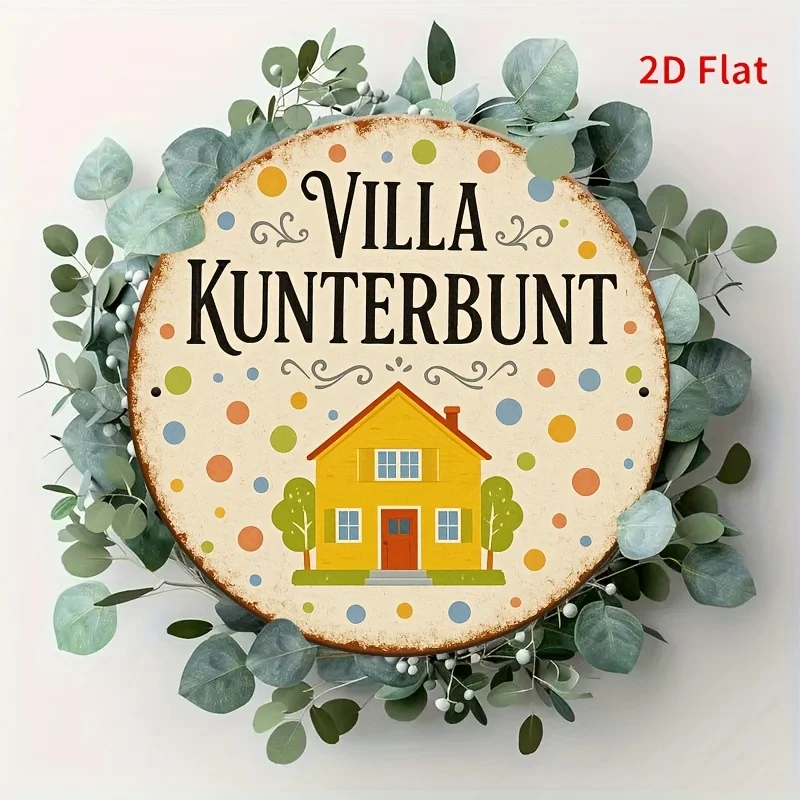 2D Flat, 1pc 20.32x20.32 cm Round Aluminum Wall Art - Vintage Rustic 