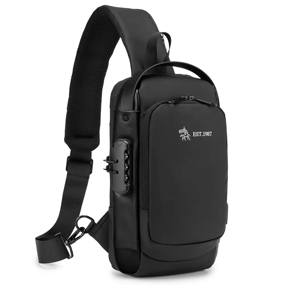 

Сумка через плечо для мужчин и женщин, маленькая повседневная сумка, водонепроницаемая сумка-слинг для занятий спортом, походов и прогулок, черная