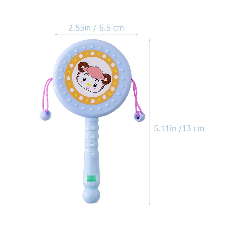 12 pezzi fischio sonaglio-tamburo cartone animato tamburo a mano agitando sonaglio per bambini prima educazione cognitiva per bambini giochi all'interno all'aperto