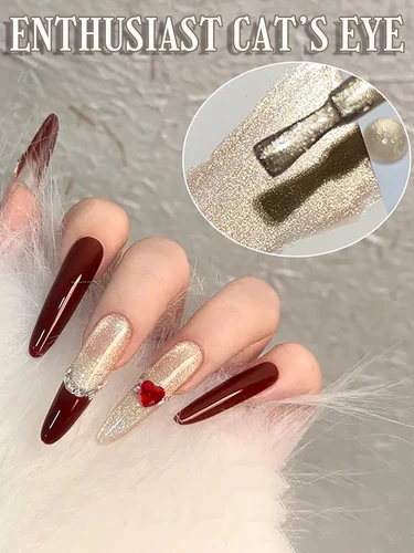 Imagen 2 del producto 1-24 Uds ZH Primavera Verano uñas rojo champán oro ojo de gato Gel esmalte de uñas arte versátil Popular blanqueamiento suministros de uñas