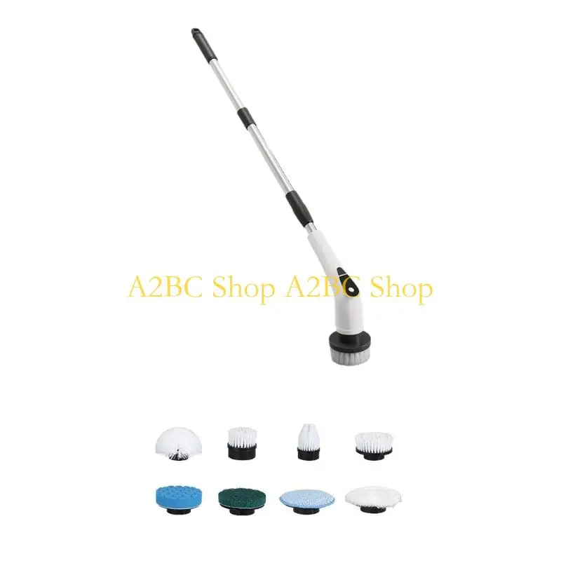 A2BC Electric MultiPurpose Cleaning Brush 9 in 1 With 5Speeds Detachable Adjustable Handle For Bath Tub Car Tile Floor