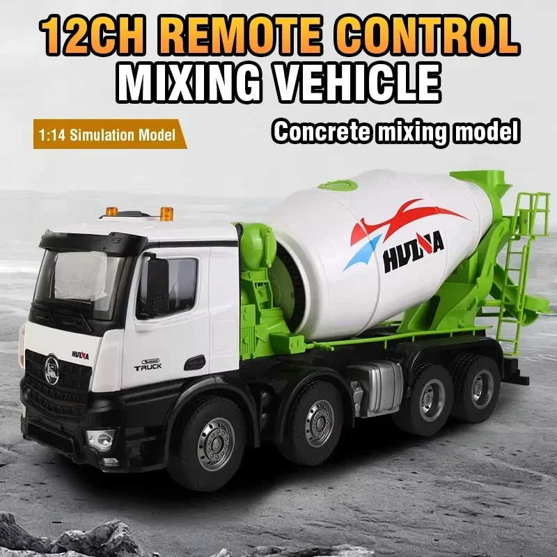 RC Concrete Mixer Truck 1 14 Scale 12CH Remote Control Engineering Vehicle Toy Cement Mixer Model With Light Hobbyist Gift For K