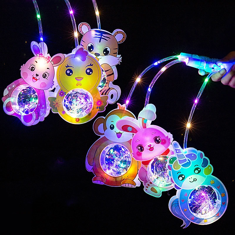 Cartoon Glow Hand-held Bobo Ball Internet Celebrity Flash Rabbit Hand-held Lantern Night Market Stall