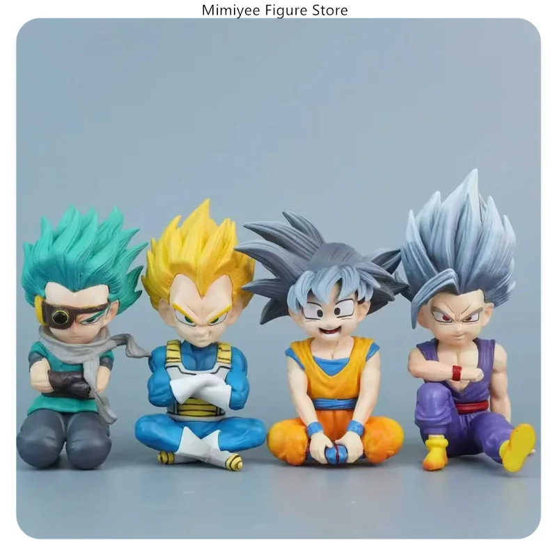 9cm Dragon Ball Saiyan Goku Granola Vegeta Bestia Gohan Linda Ver Sentado Posa Anime Figura Modelo Estatua