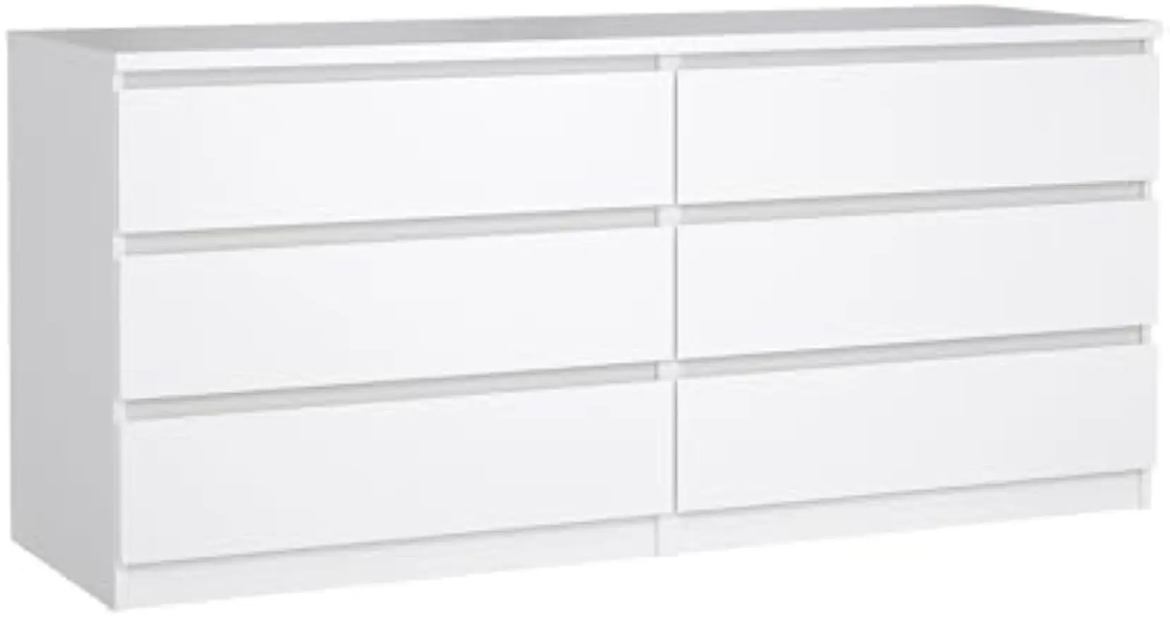 6 Drawer Double Dresser White High Gloss Contemporary design that provides a modern and cohesive ambience