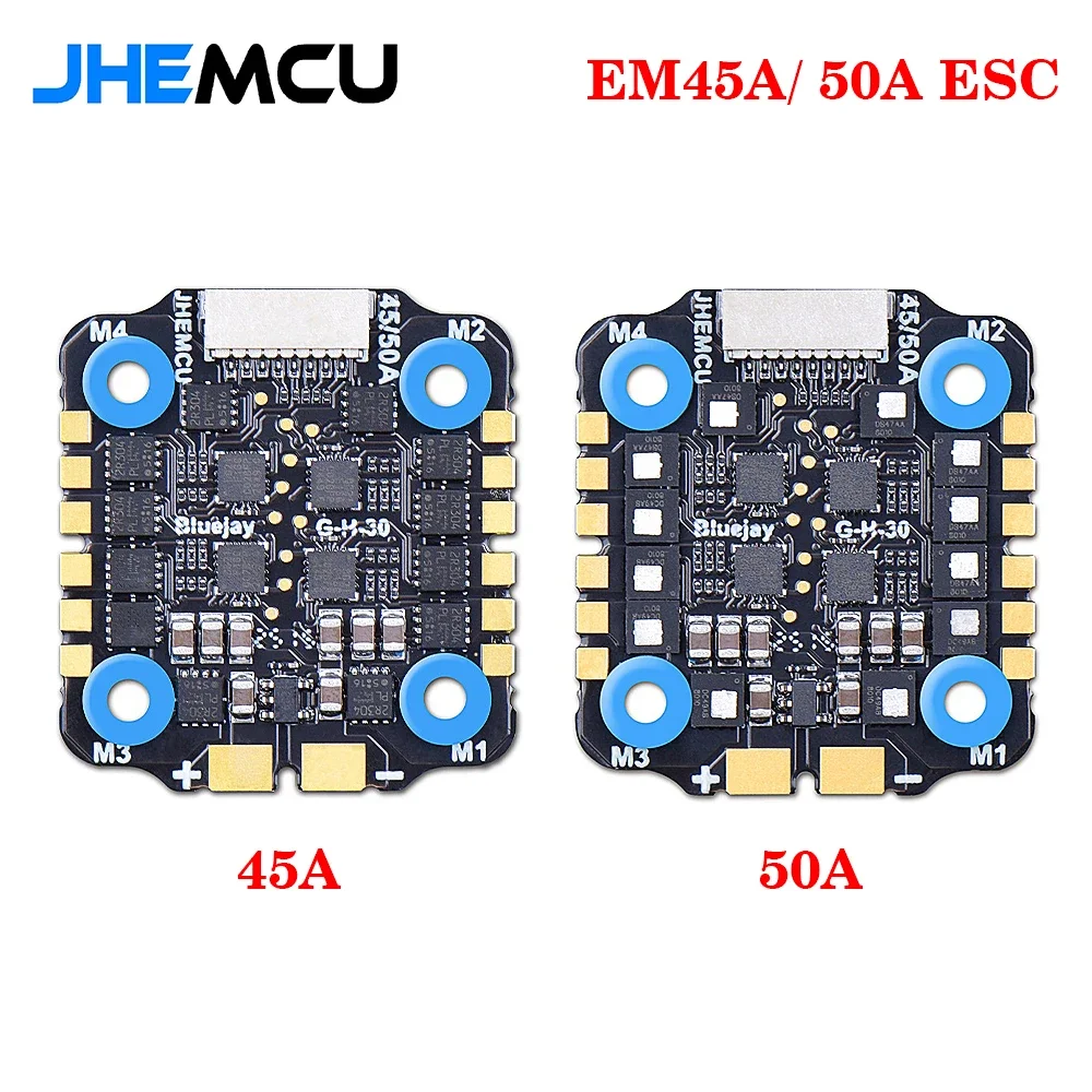 JHEMCU EM 45A/ 50A 4 en 1 ESC 2-6S Lipo con firmware Blue Jay, se puede actualizar al firmware BLHELI_S 20x20mm/M4 para Dron RC FPV