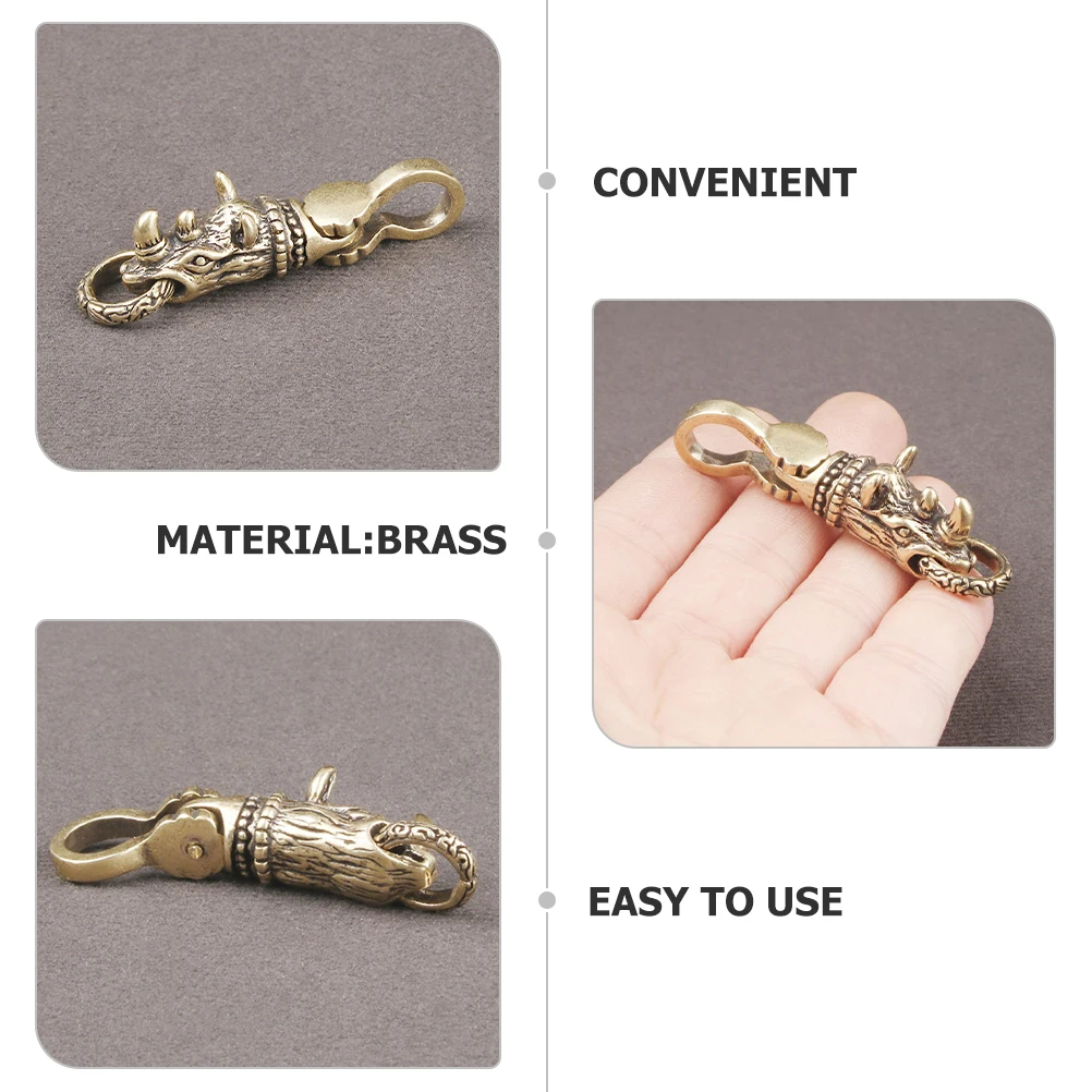 

Brass Rhino Pendant Keychain Decoration Compact Ornaments Lucky Office Animal Charm Retro Adornment Jewelry Accessories