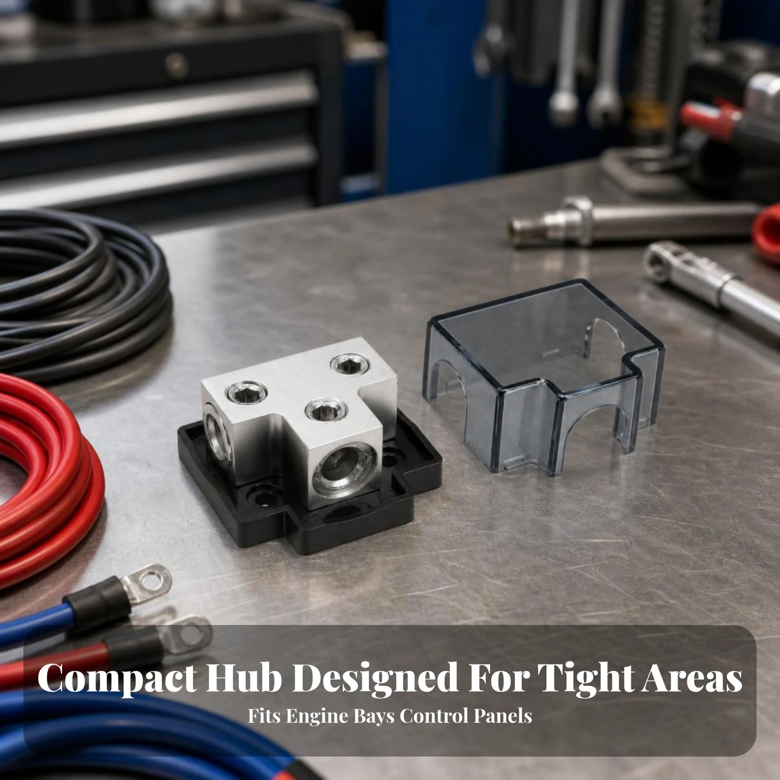 Electrical Distribution Terminal Box Compact 2-Way Distribution Block Terminal Block with Cover High Conductivity Safety