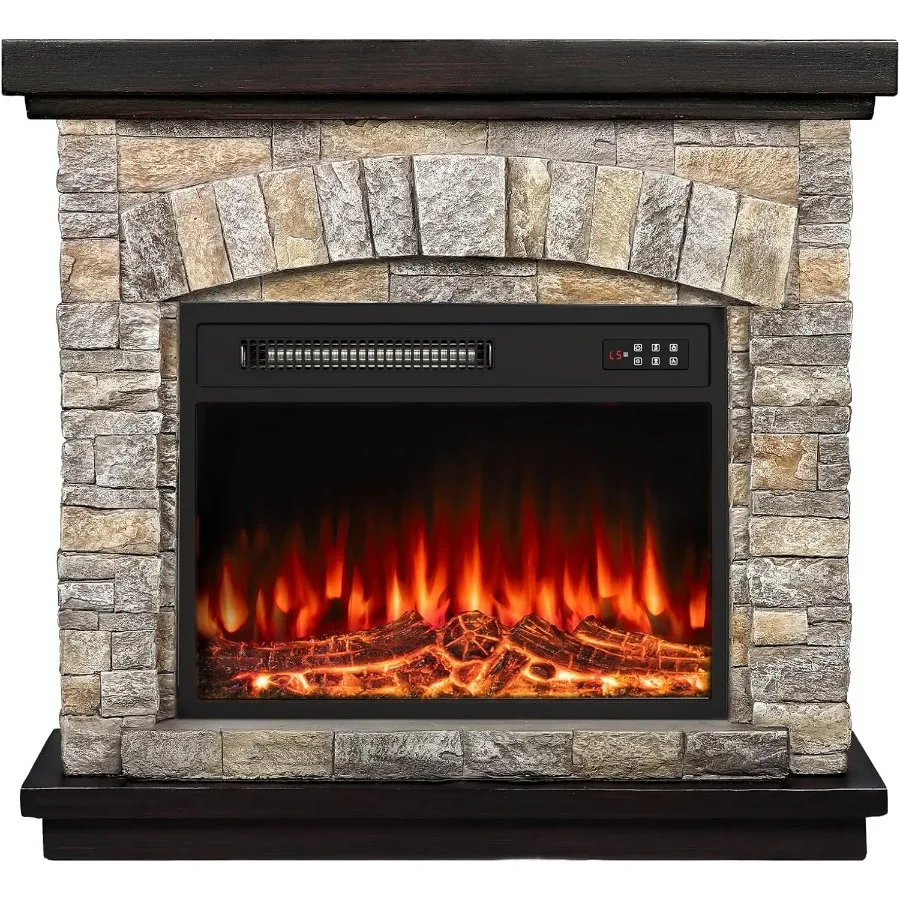 

36 Electric Fireplace with Mantel and 23-inch Electric Fireplace Insert Freestanding TV Stand Heater with Remote Control Timer