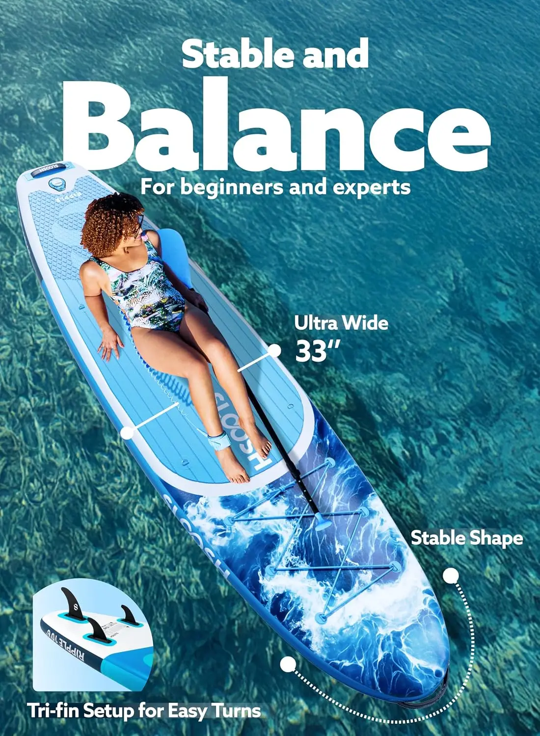 Inflatable Stand Up Paddle Board for Adult, Inflatable Paddle Boards with Premium Accessories, Non-Slip EVA Deck, Ultra-Light